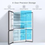 THFRIONE 4-Door Stainless Steel French Door Refrigerator
