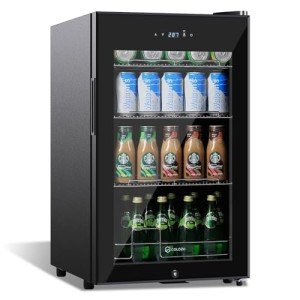 17" Black Mini Beverage Refrigerator - 96 Can Capacity