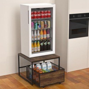 VANVERB Mini Fridge Stand with Storage Basket