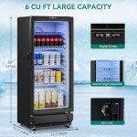 YITAHOME 6 Cu.Ft. Glass Door Beverage Refrigerator