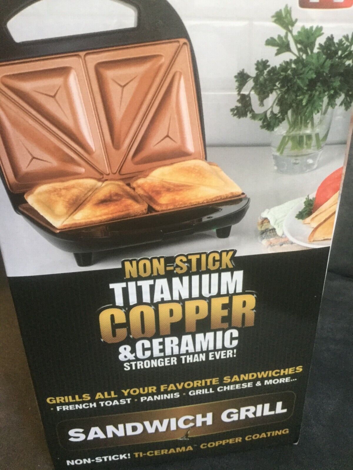 Gotham Steel Non-Stick Sandwich Grill, Titanium Copper