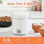 Compact White Rice Cooker for 1-1.5 Cups