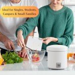 Compact White Rice Cooker for 1-1.5 Cups