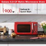 Galanz Retro Microwave Oven with Easy Clean, 0.9 cu ft