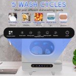 Portable Countertop Dishwasher with 5 Washing Programs