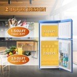 OOTDAY 4 Cu. Ft. Retro Mini Refrigerator - Blue