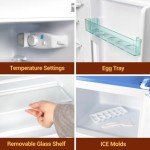 OOTDAY 4 Cu. Ft. Retro Mini Refrigerator - Blue
