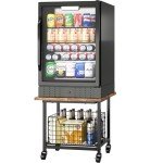 Mini Fridge Stand with Wheels and Storage