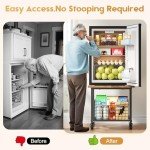 Mini Fridge Stand with Wheels and Storage
