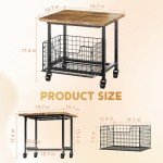 Mini Fridge Stand with Wheels and Storage