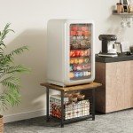 Mini Fridge Stand with Wheels and Storage