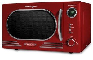 Nostalgia 1000W Retro Countertop Microwave Oven, Red