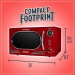 Nostalgia 1000W Retro Countertop Microwave Oven, Red