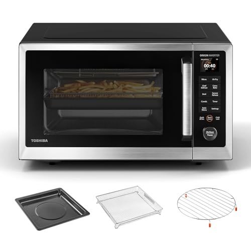 TOSHIBA Smart Microwave Oven with Air Fryer, Silver