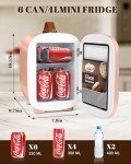 Mini Fridge for Bedroom and Travel, 4L Pink