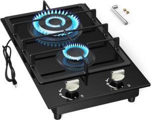 GIHETKUT 2 Burner Gas Cooktop for Outdoor Use
