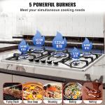 VEVOR 30-Inch 5-Burner Gas Cooktop, Convertible