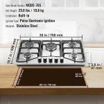 VEVOR 30-Inch 5-Burner Gas Cooktop, Convertible