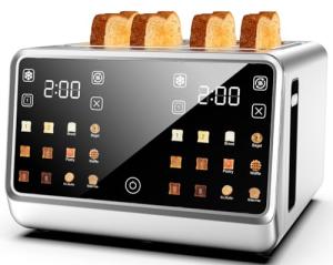 4-Slice Stainless Steel Touchscreen Toaster with Settings