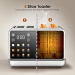 4-Slice Stainless Steel Touchscreen Toaster with Settings
