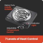 Elite Gourmet Black Electric Hot Plate with Control