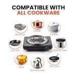 Elite Gourmet Black Electric Hot Plate with Control