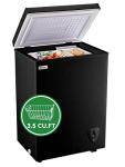 Compact Black Chest Freezer with Adjustable Thermostat