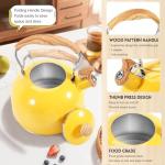 Yellow Stainless Steel Whistling Tea Kettle 2.6QT