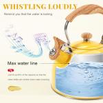 Yellow Stainless Steel Whistling Tea Kettle 2.6QT
