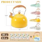 Yellow Stainless Steel Whistling Tea Kettle 2.6QT
