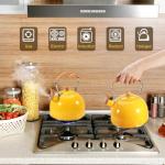 Yellow Stainless Steel Whistling Tea Kettle 2.6QT