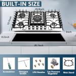 30 Inch Stainless Steel 5-Burner Gas Cooktop