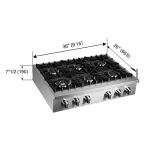 Cossato 36" Gas Rangetop with 6 Burners
