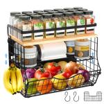 Magnetic 3-Tier Fridge Shelf with Bamboo Top