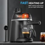 Compact Espresso and Cappuccino Machine with Steam Wand