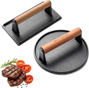 Bellemain Cast Iron Grill Press Set for Perfect Searing