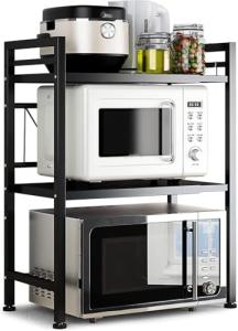 Expandable Microwave Oven Rack with Hooks