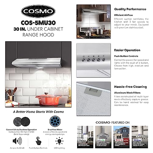 COSMO Slim Range Hood with LED Lights