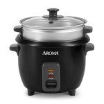 Aroma 3-Cup Rice Cooker and Steamer, Black