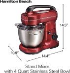 Hamilton Beach Stand Mixer in Metallic Red