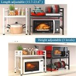 Adjustable 2-Tier Microwave Rack with Hooks