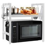 pelreame Microwave Rack,Microwave Stand,Kitchen countertop Organizer,Kitchen Counter Storage,Small Microwave Stand,Microwave Stand countertop,Microwave Oven Rack,Microwave Stands（White）…