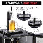 TROPOW Beer Kegerator, Single Tap Draft Beer Dispenser, Full Size Keg Refrigerator With Shelves, Stainless Steel, Drip Tray & Rail,silver, 128L