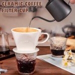 Noarixa Pour Over Coffee Dripper, Ceramic Pour Over Coffee Maker with 3 Holes Flat Bottom, Easy Manual Brew Maker, Porcelain Slow Filter Cone for Travel, Camping, Office, Home, WH