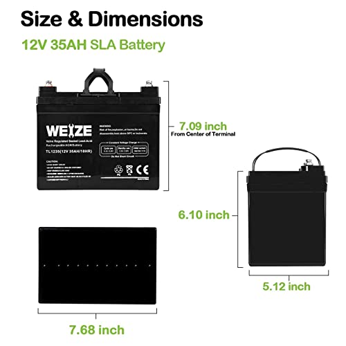 WEIZE 12V 35AH Deep Cycle Batteries for Scooters