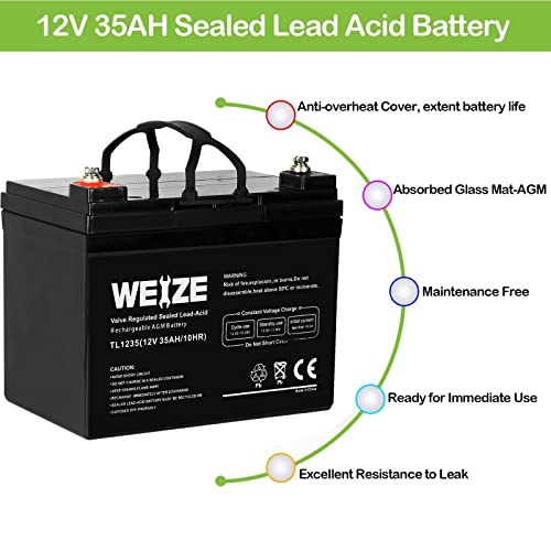 WEIZE 12V 35AH Deep Cycle Batteries for Scooters