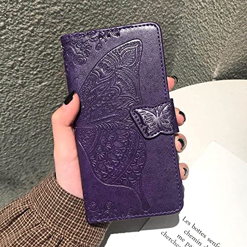 Purple Butterfly Wallet Case for Moto G Power