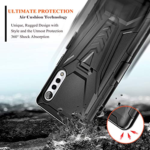 LG Velvet Shockproof Belt Clip Case - Black