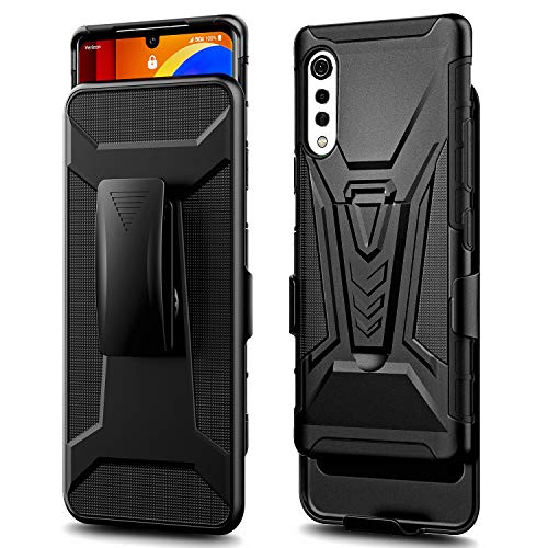 LG Velvet Shockproof Belt Clip Case - Black