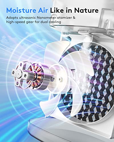 Portable Air Conditioners Fan,Wavego 1400ml Evaporative mini air conditioner with 7 Colors Light,3 Speeds Personal Air Conditioner,Personal Air Cooler with Humidifier for Room Bedroom Office (White)